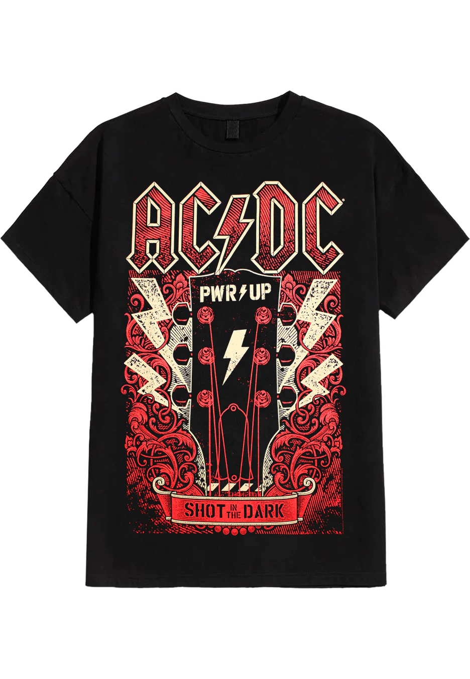 Size:m Rockinstone Ac/dc - Pwrup Guitar - T-shirt Unisex Adults