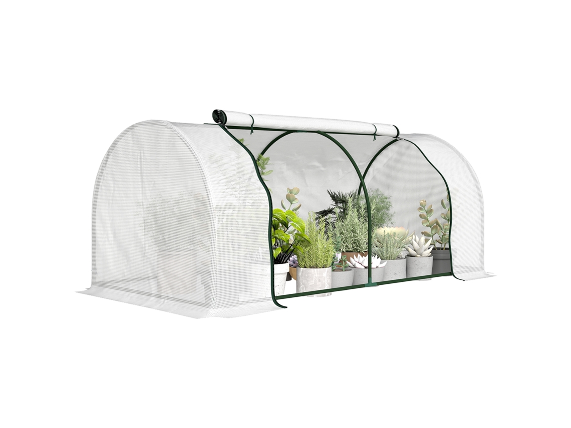 Mini estufa de tomate, porta zip, lona de aço, 2x1x0,8m