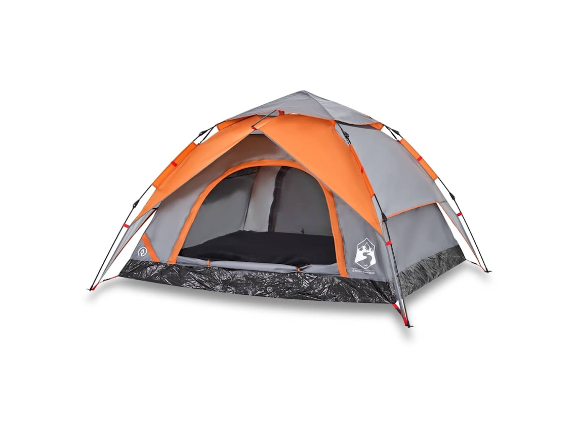 Tenda campismo cúpula 4 pessoas VIDAXL libertação rápida cinza/laranja