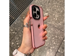 Capa Para Iphone 17 Pro Max Com Borda Rosa, Transparente, Contraste Rosa, Airbag, Silicone Transparente