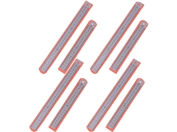 Conjunto de 8 réguas de aço inoxidável, ferramenta de medição dupla face, fácil de guardar, ideal para decoração escolar.