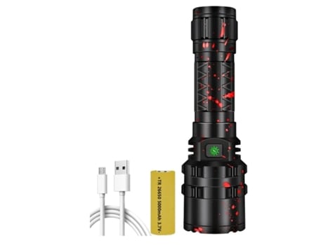 Lanterna Led Usb Recarregável Flash Light Xhp50.2 Lanternas Torch Hard Light Luz De Trabalho Preto Venisymlis