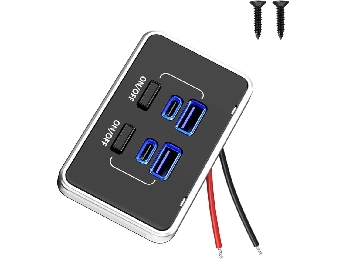 Adaptador de Energia Automático de 4 Portas com Carregamento Rápido de 36 W e Dois Botões Físicos. SFUSHOS