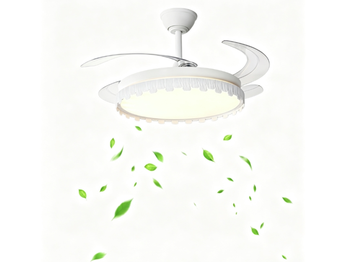 Ventilador de teto luminoso de 107 cm (42 polegadas), ventilador luminoso telescópico, ventilador luminoso silencioso