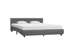Vidaxl Estrutura De Cama C/ Led 180x200 Cm Couro Artificial Cinzento