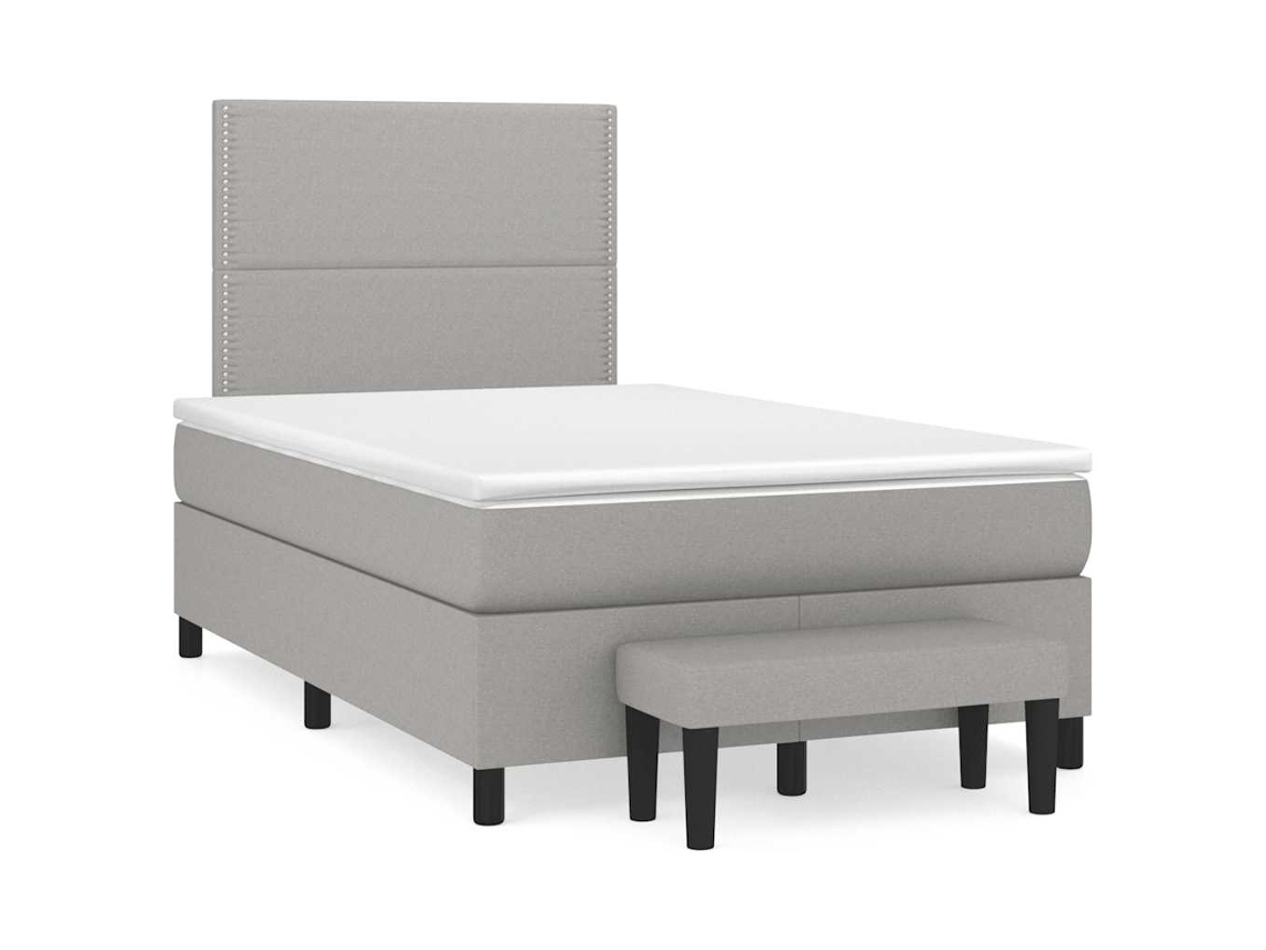 Vidaxl Cama Boxspring Com Colchão 120x190 Cm Tecido Cinzento-claro