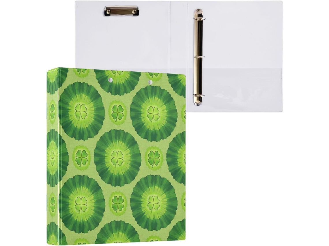 Pasta de 3 Argolas para Papel Tamanho Carta , Trevo São Patrício, Organizador Redondas com Pra (27,9 X 21,6 Cm)
