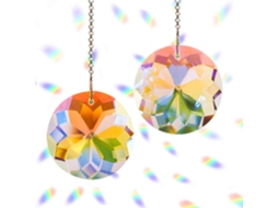 Conjunto de 2 Lustres Cristal Redondos com Arco, Íris para Pendurar BRILVIBERA