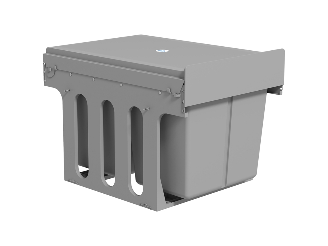 Balde De Lixo Embutido Com 3 Recipientes Removíveis Capacidade Total 31l (15l+8lx2) 48x34,3x35,1 Cm Cinzento Claro