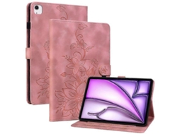 Capa Para Ipad Air 11 (2024) Com Compartimentos Para Cartões, Estampa De Lírio Em Couro E Tpu, Proteção Total Para Tablet.