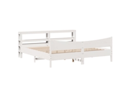 Estrutura de Cama com Cabeceira Pinho Maciço Branco MAISON EXCLUSIVE 180x200 cm