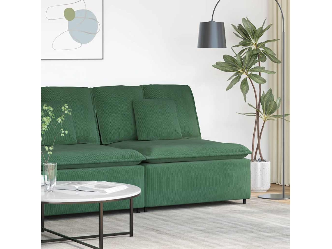 Vidaxl Módulo Central Para Sofá Modular Com Almofadas, Verde Escuro, 100 Cm