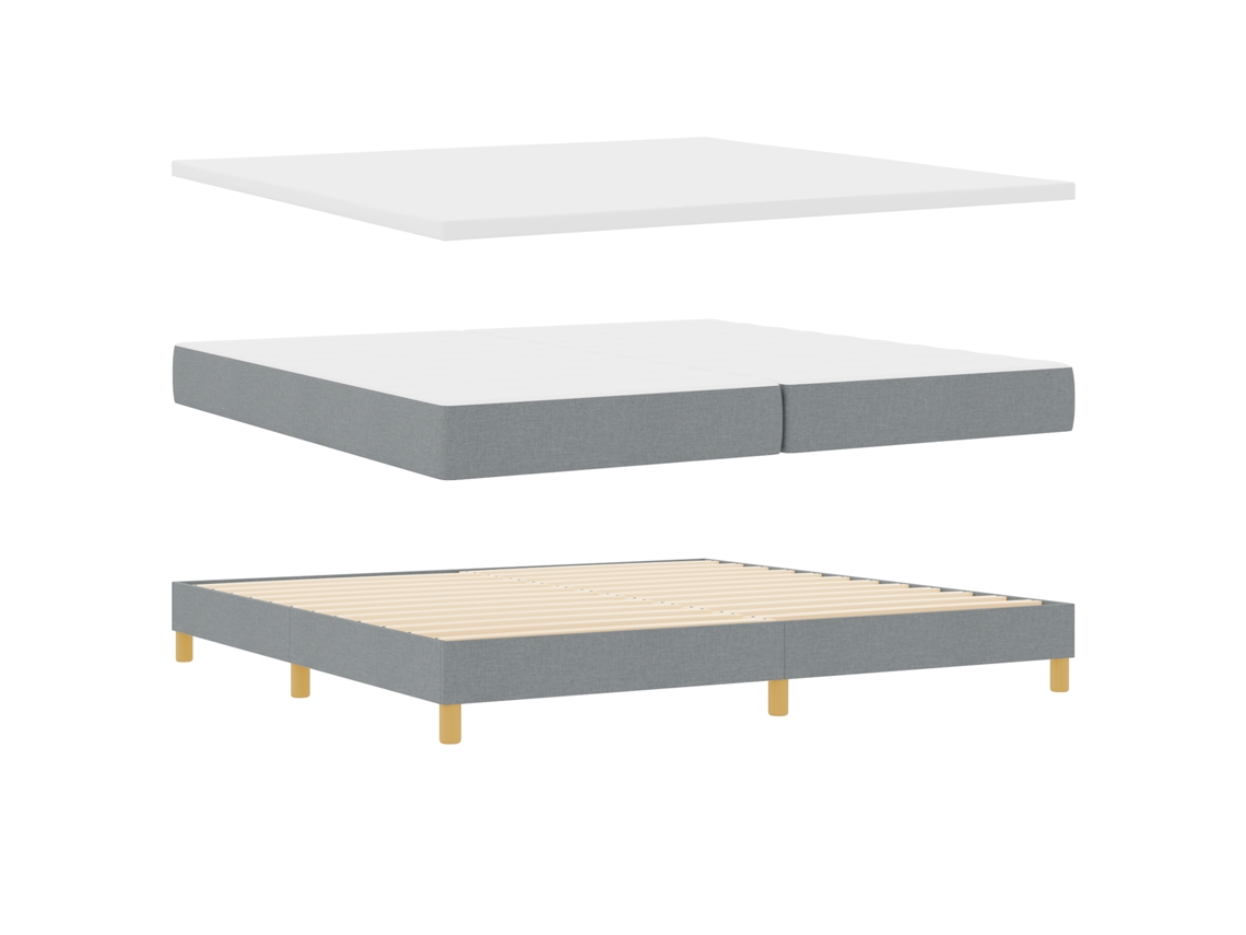 Conjunto 1 Cama Box Vidaxl Cinzento-claro Tecido (200 X 200 Cm)