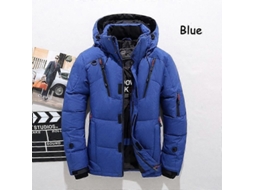 Jaqueta De Pluma De Pato Branco Para Homem Com Capuz Removível, Casual, Liso, Tecido Grosgrain, Fecho Zipper, Lavagem A Seco Azul