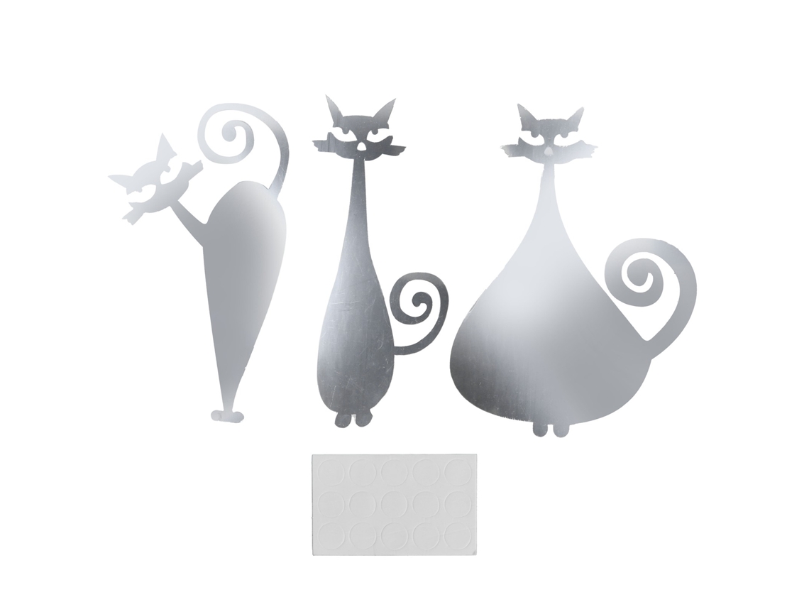 Decal de Espelho Gato Cartoon LAXISCREED Prata
