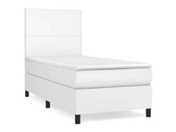 Cama com Molas Couro Artificial Branco MAISON EXCLUSIVE 100x200 cm
