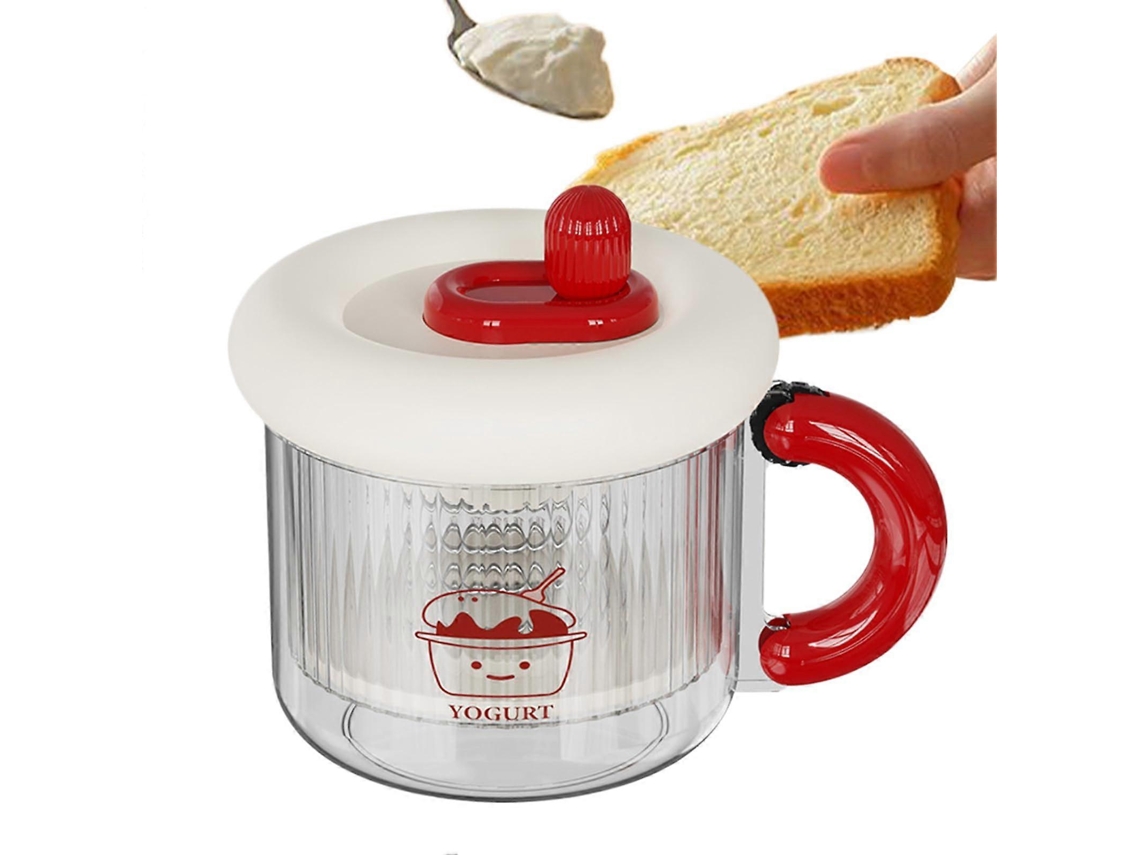 Coador De Iogurte Reutilizável Com Tampa, Peneira Fina Para Queijo, Ideal Para Separar O Soro Do Leite, Para Uso Doméstico E Na Cozinha, Vermelho.