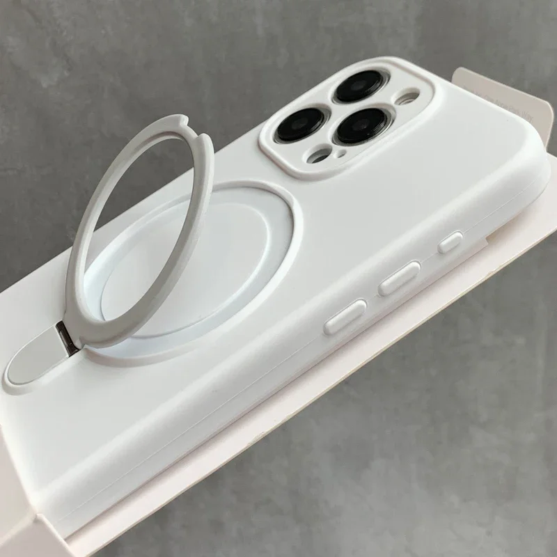 Capa Protetora De Silicone Líquido Com Suporte (para Iphone 16 Pro Branco).