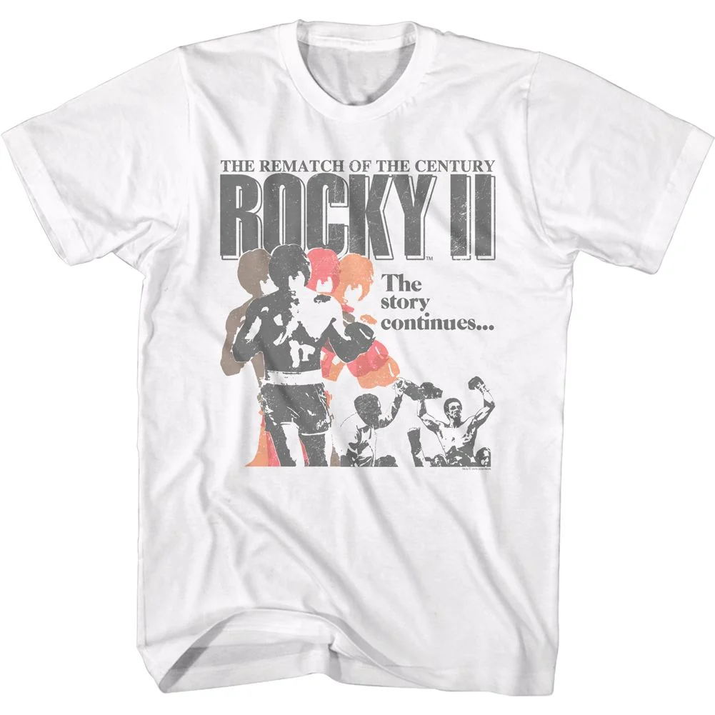 Rockinstone Rocky Movie Ii Poster White Adult T-shirt Size:xxxl