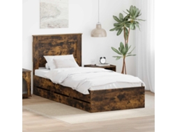 Vidaxl Estrutura Da Cama Com Gaveta Carvalho Defumado 75 X 190 Cm