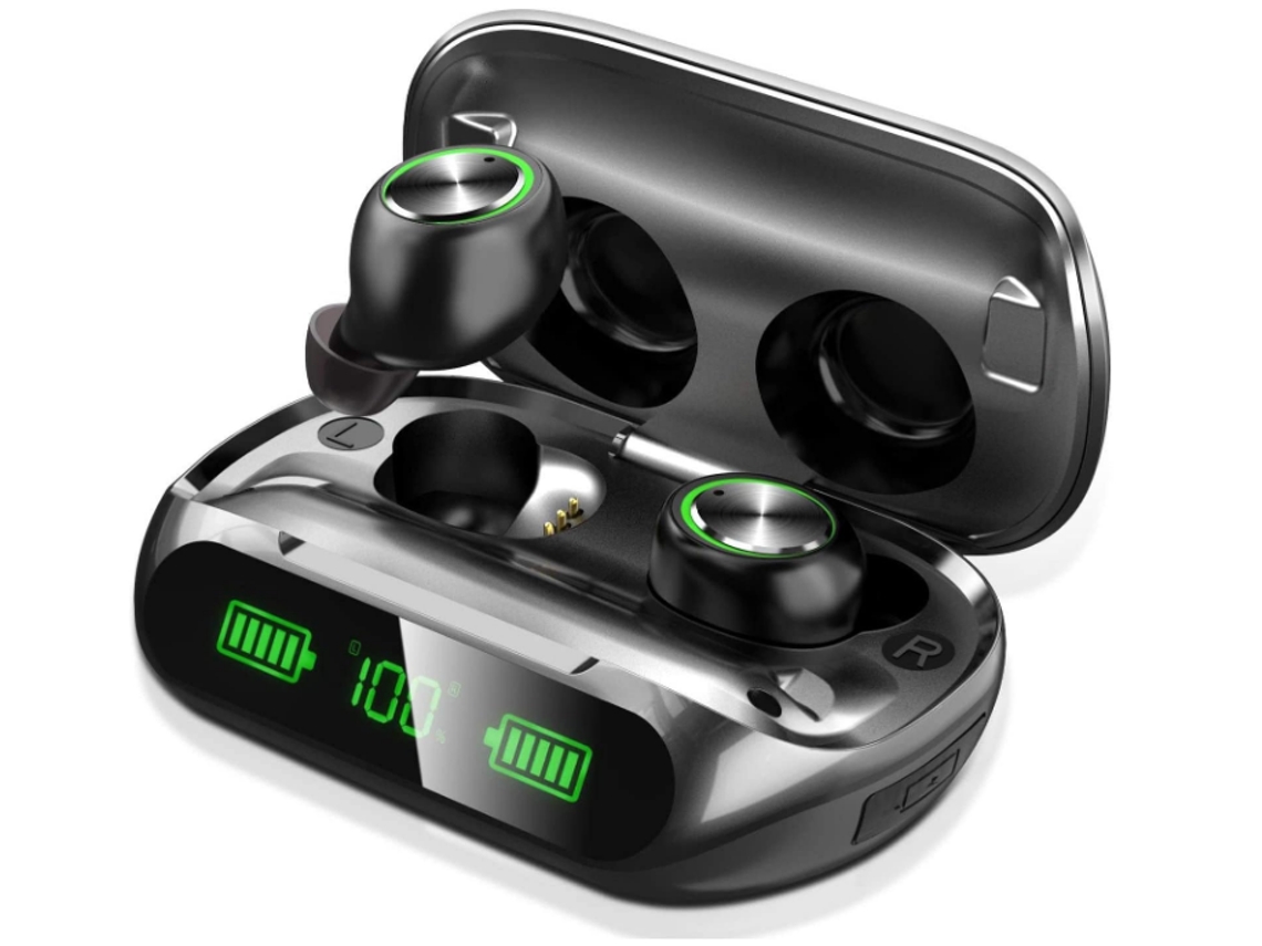 Fones Sem Fio Chronus 150h, Bluetooth IP8 à Prova d'Água com Microfone, Cancelamento de Ruído Preto JIAPEI