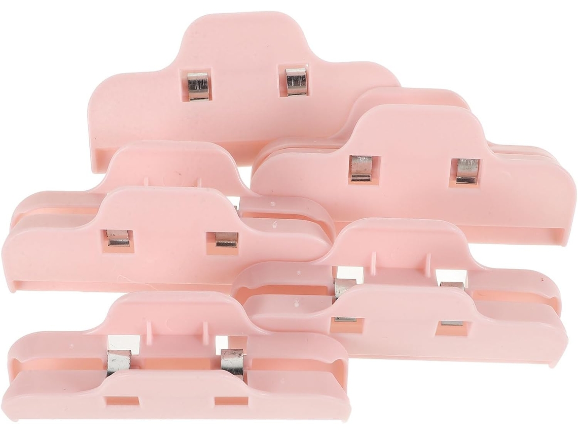 Conjunto de 5 Alfinetes de Saco Secfou Rosa Lanches, Design Japonês, Selantes Herméticos para Alimentos, Feitos De
