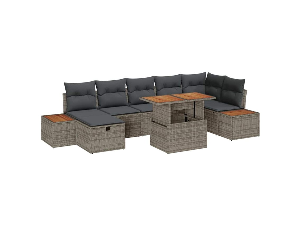 Vidaxl Conjunto De Sofá De Jardim 8 Unid. Cinzeto Vime Pe