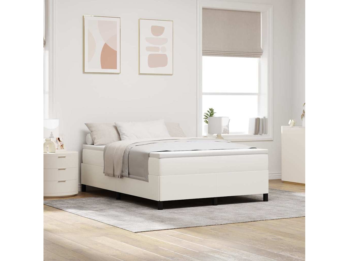 Vidaxl Cama Box Creme 160 X 200 Cm Tecido De Veludo Cotele