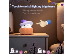 Luz Noturna De Bruxa De Abóbora Fofa Para Crianças Lâmpadas De Feiticeiro De Chapéu De Halloween Kawaii Luz Noturna De Berçário Regulável Bestvite
