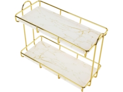 Organizador De Banheiro Jiawu Gold White 2 Níveis, Prateleira Para Maquiagem E Organizador De Bancada, Design