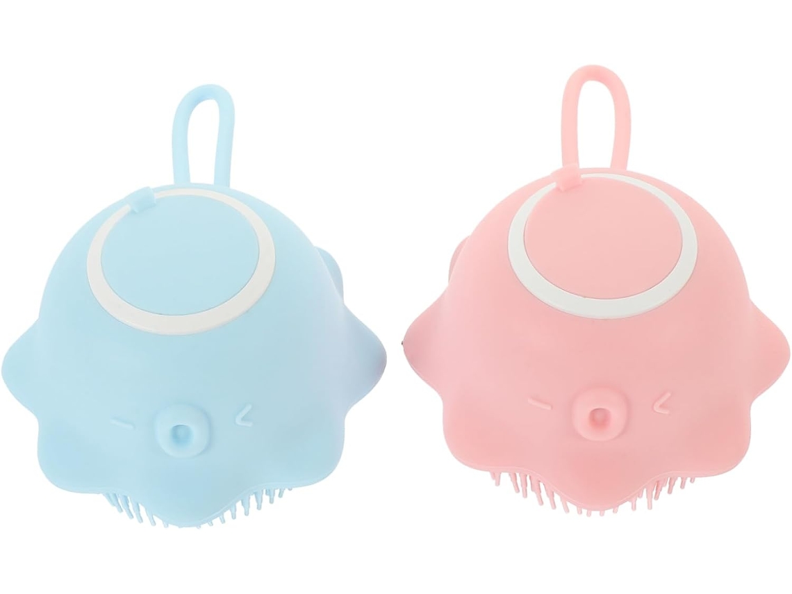 2-escovas De Banho Silicone Macias Para Bebê Com Suporte Massagem