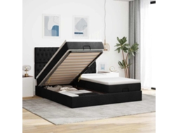 63 / 5,000vidaxl Estrutura De Cama Otomana Com Colchões Tecido Preto