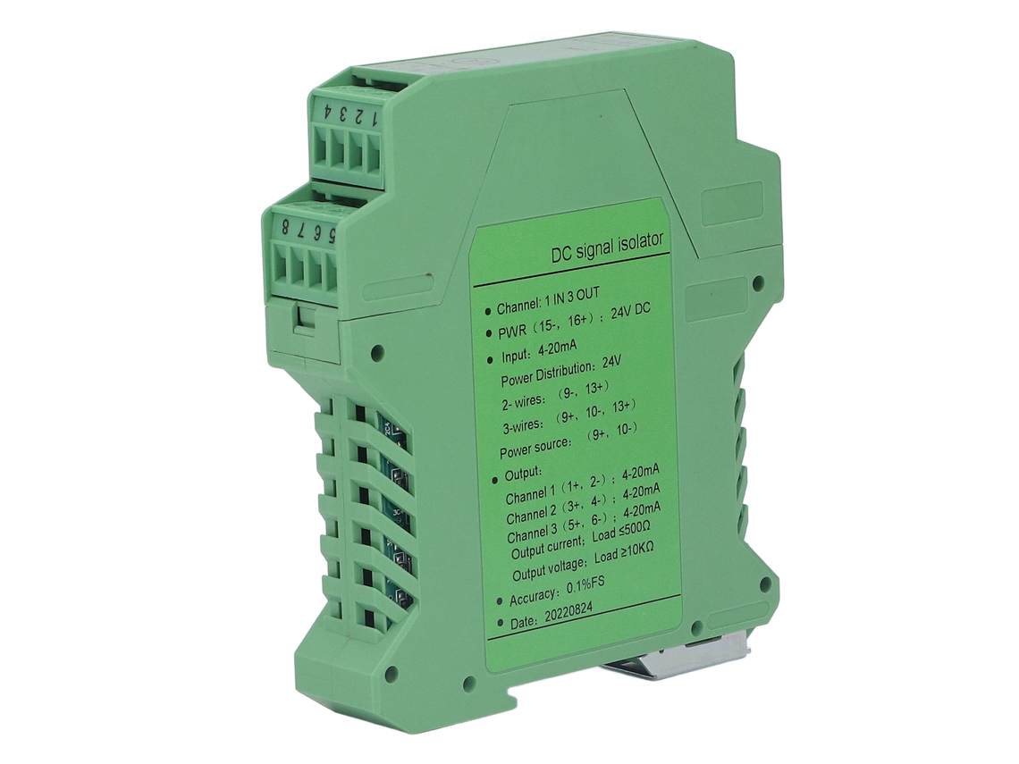 Condicionador de sinal CC, 1 entrada, 3 saídas, isolador de sinal e transmissor para detecção de PLC (4-20 mA, 24 VCC)