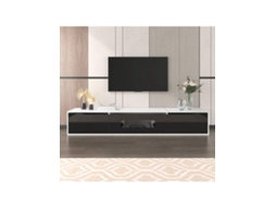 Móvel Tv Alto Brilho Preto E Branco Com Iluminação Led Rgb, Ideal Para Ambientes Modernos E Sofisticados Hvorstur