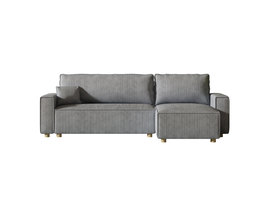 Sofá CONCEPT U Conversível de Canto de Veludo Cotelê Cinza Claro Cosy (252 x 140 x 85 cm)