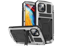 Lurelia Capa Iphone 14 Plus Metal Vidro Antichoque Prateado