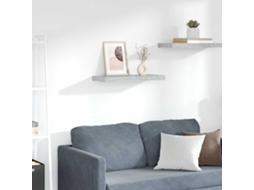 Vidaxl Prateleira De Parede Suspensa 60x23,5x3,8 Cm Mdf Cinza Cimento