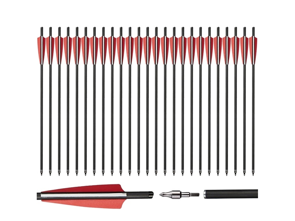 Flechas De Carbono, Material De Carbono Misturado, Ponta De Flecha Removível, 24pcs 20polegadas Vermelho Oem