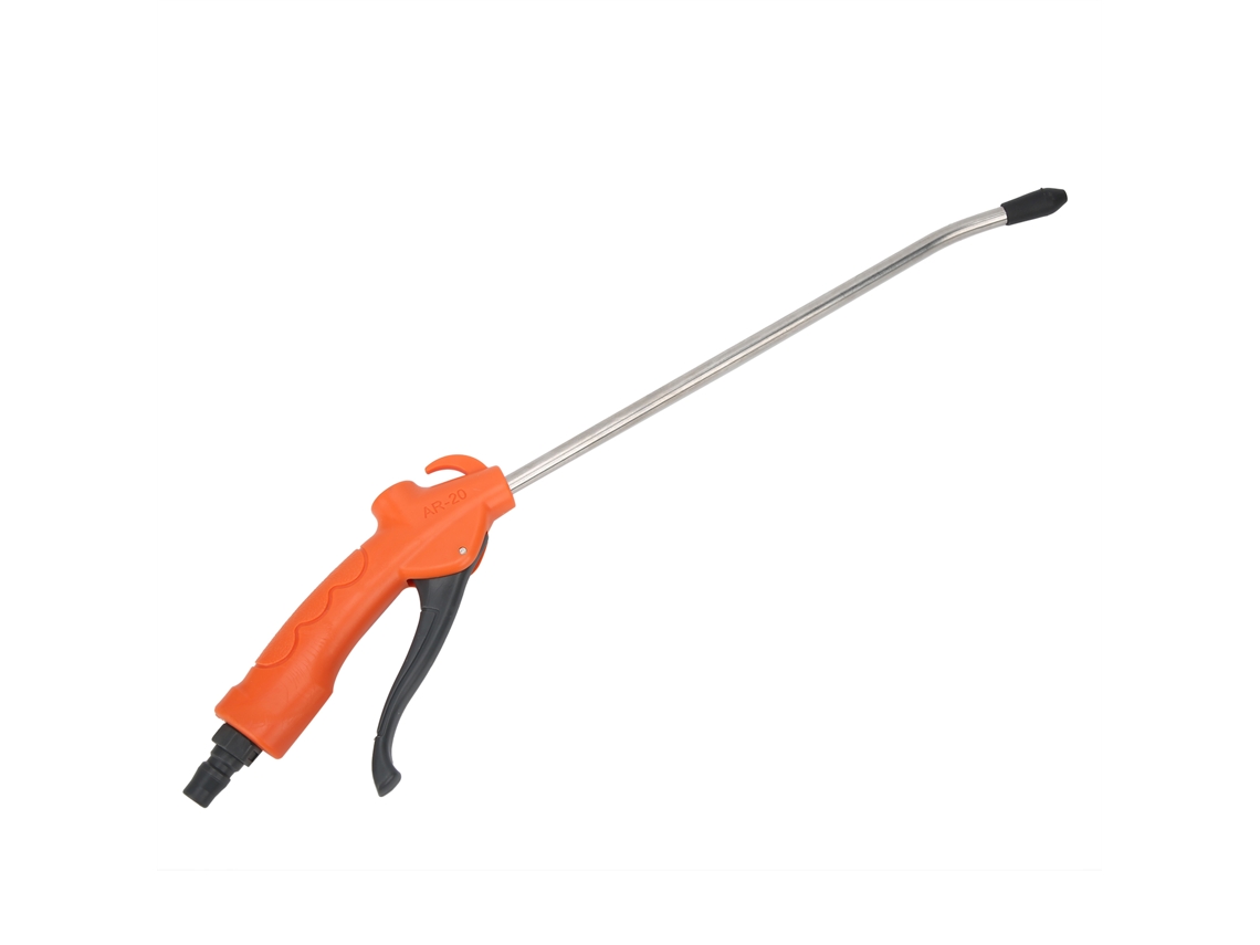 Pistola de ar comprimido para pó com cabo de plástico alongado, acessório industrial resistente.