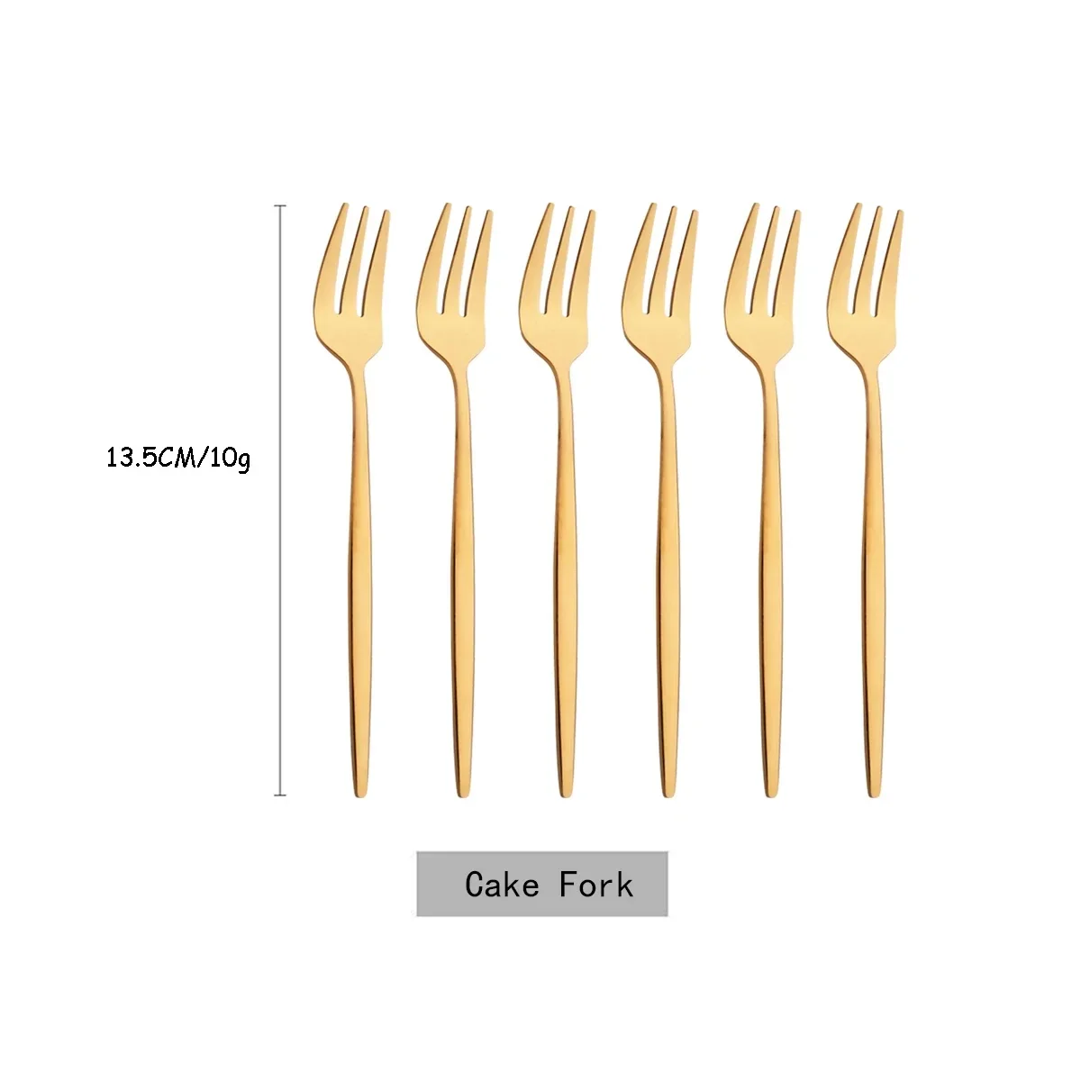 Garfos de Aço Inoxidável para Chá, Talheres para Salada, Utensílios de Cozinha MDUG (dourado, 6 Peças)