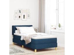 Cama Box Spring Com Colchão - Azul, 80 X 200 Cm, Tecido
