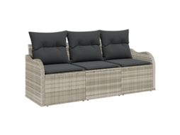 Conjunto 3 Móveis De Jardim Vidaxl Cinzento-claro Vime Pe (176 X 62 X 85 Cm)