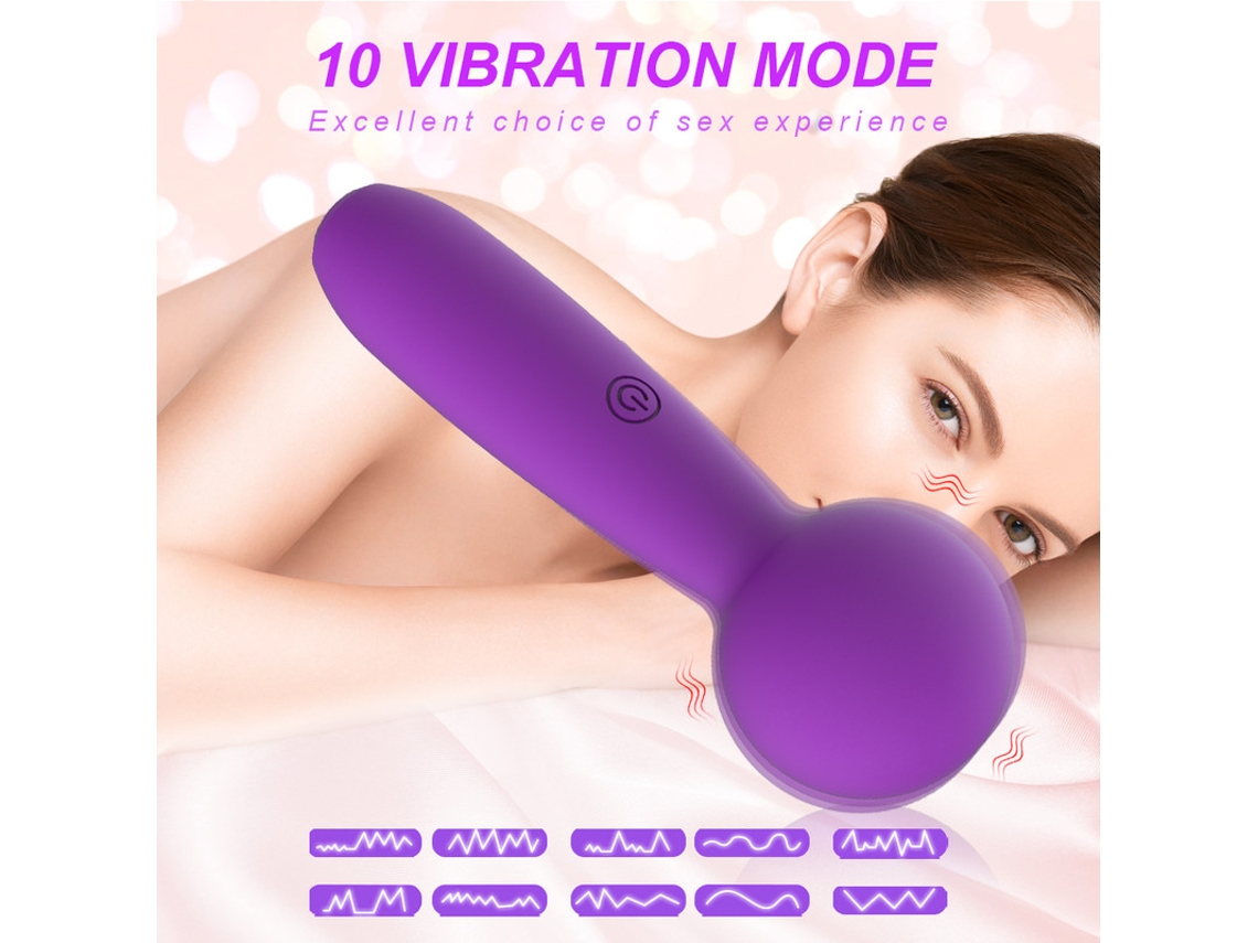Mini Vibrador de Massagem Elétrico de 10 Frequências para Mulheres Preto YIZHOOD