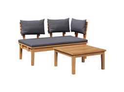 Conjunto 2 Conjunto Para Exterior Vidaxl Cinzento Madeira De Teca Maciça (60 X 60 X 30cm)