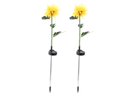 2026 2pcs Lámpara Solar Led de Flores de Crisantemo para Jardín Exterior Patio Jardin Amarillo