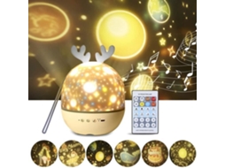 Luz Noturna Musical com 6 Modos de Projeção Led, 8 Músicas, Rotação, Controle Remoto e Projetor de Céu Estrelado para Crianças BRILVIBERA