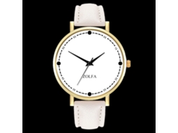 Relógio de quartzo para casal com pulseira de PU, modelo casual unissex, branco.