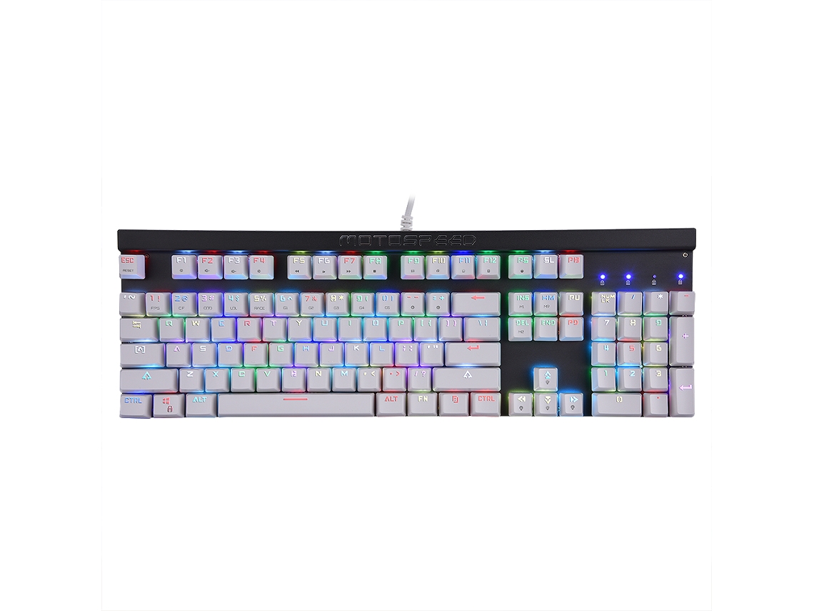 Teclado Mecânico (rgb Colorido Totalmente Programável) Chave Azul Branco Com Fio 104 Teclas Teclado Para Jogos