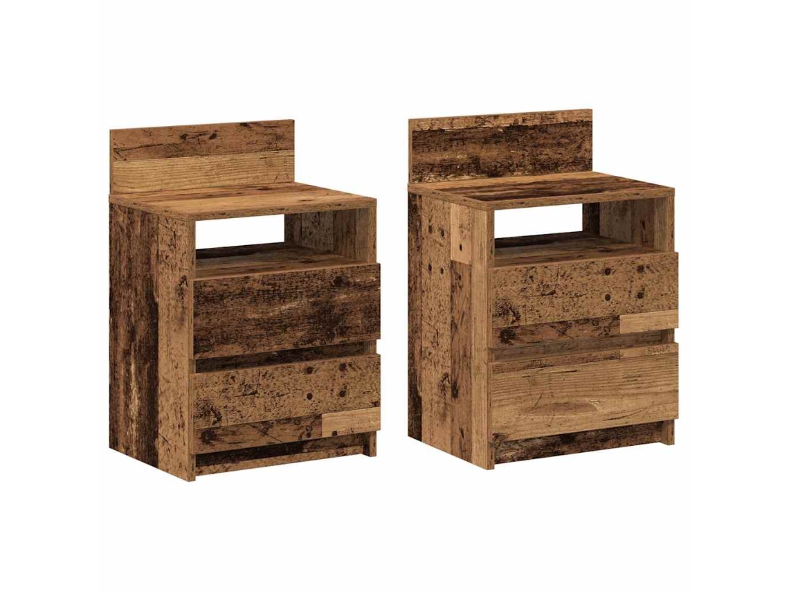 Conjunto de Mesas de Cabeceira 2 Pcs com 2 Gavetas Madeira Velha MAISON EXCLUSIVE (40x33x60 cm)