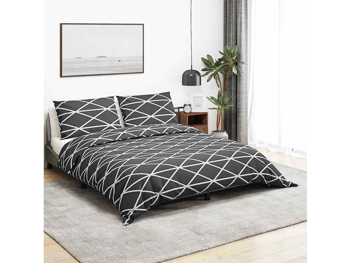 Vidaxl Conjunto De Capa De Edredão 140x200 Cm Algodão Cinza